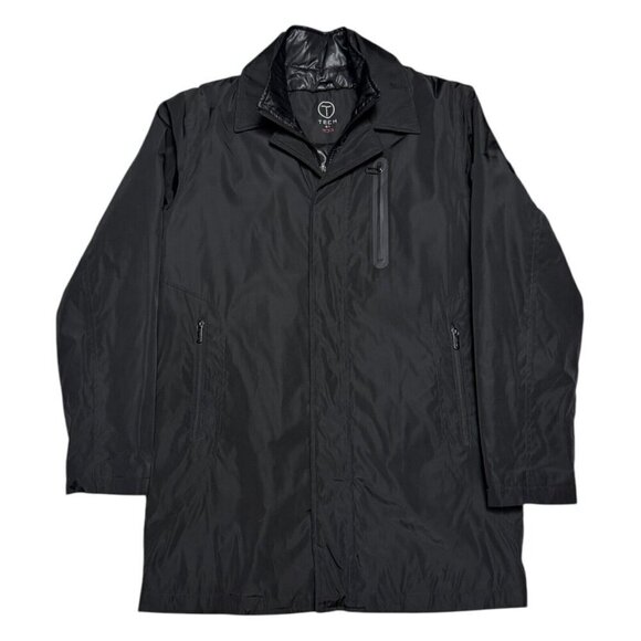 TUMI TECH Insulated Business Casual Designer Lined Long Black Jacket Mens Small - Picture 2 of 8